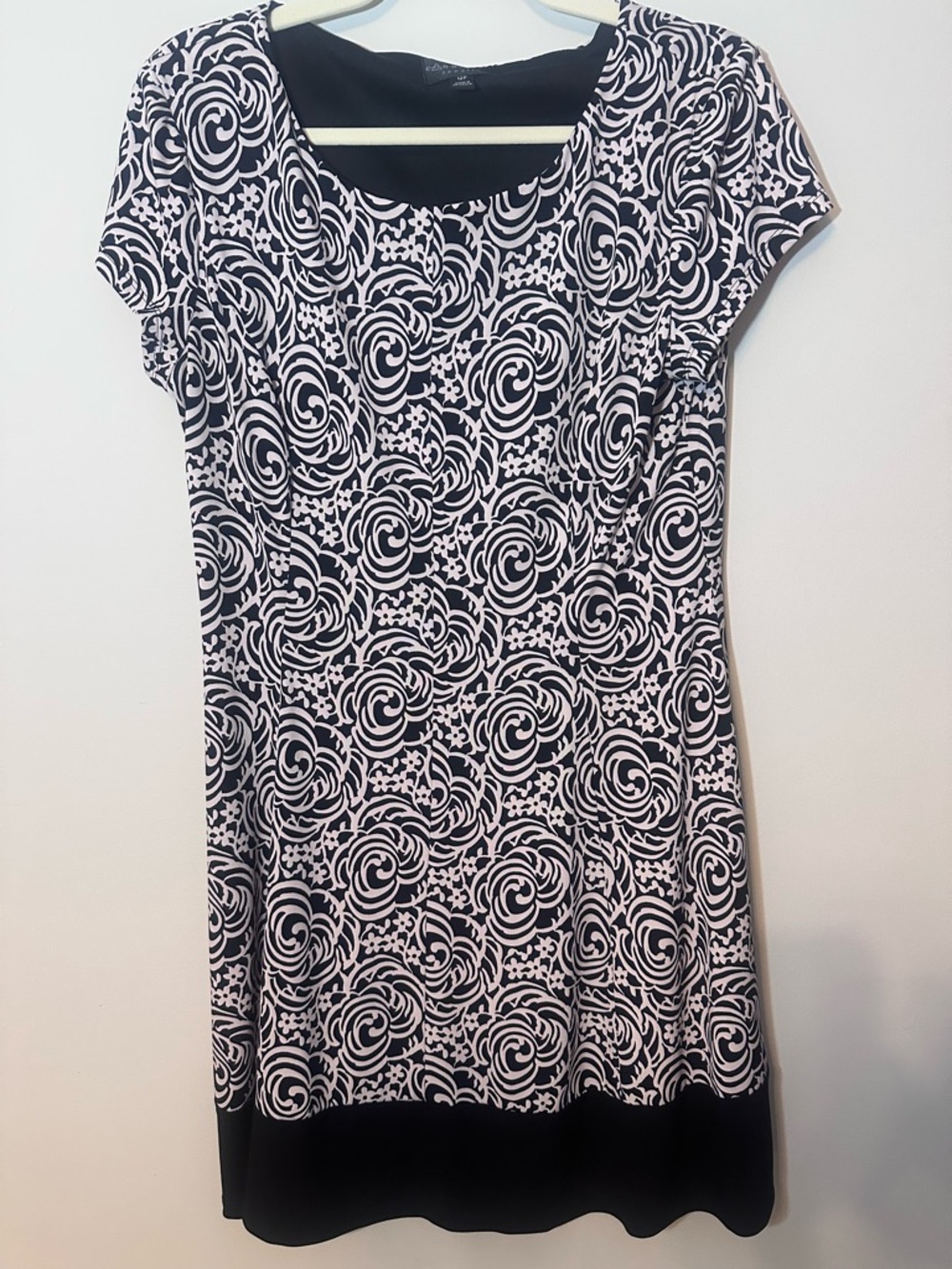 Connected Apparel Womens Black & White Abstract Print Short Sleeve Dress Size 12